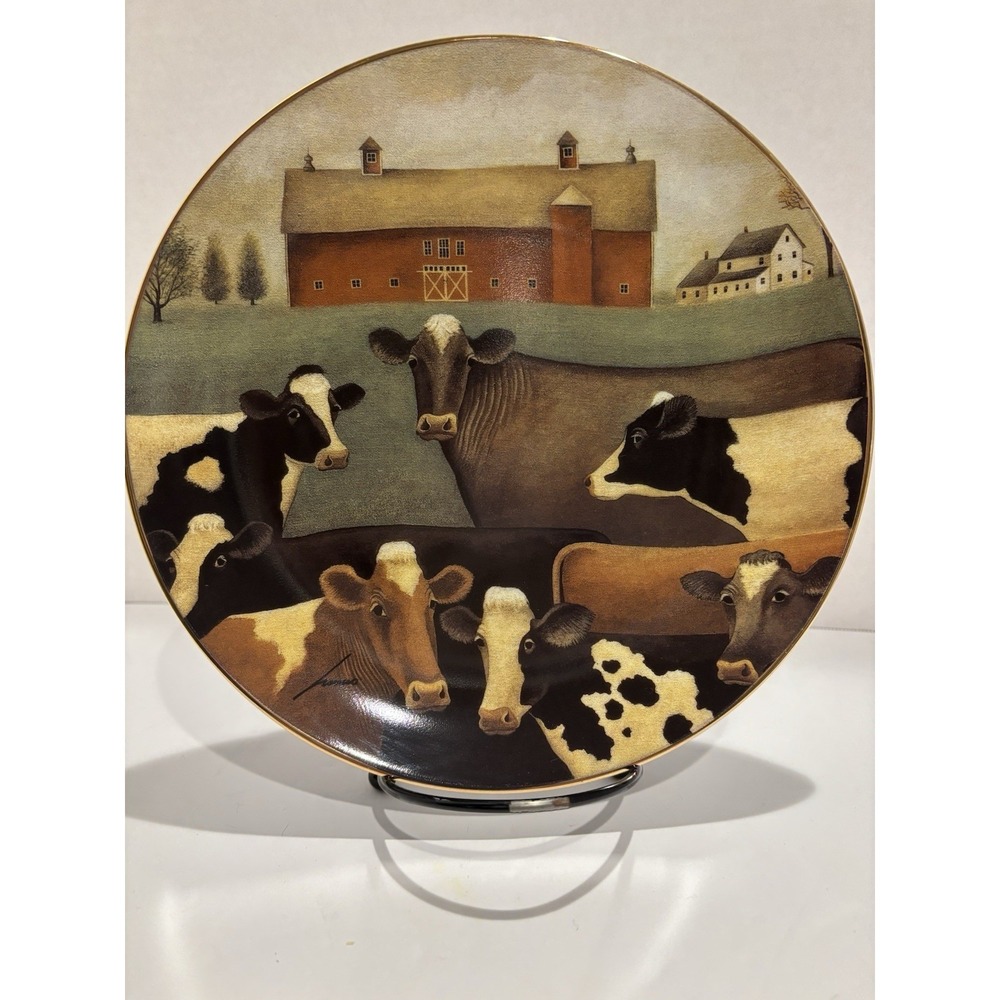 Franklin Mint American Folk Art Plate COW COUNTRY HH1911 L Herrero Cows 1992